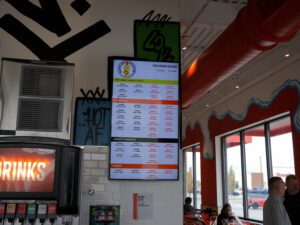 An image of an order-ready board at a Dave's Hot Chicken Location in Jeffersonville, Indiana.